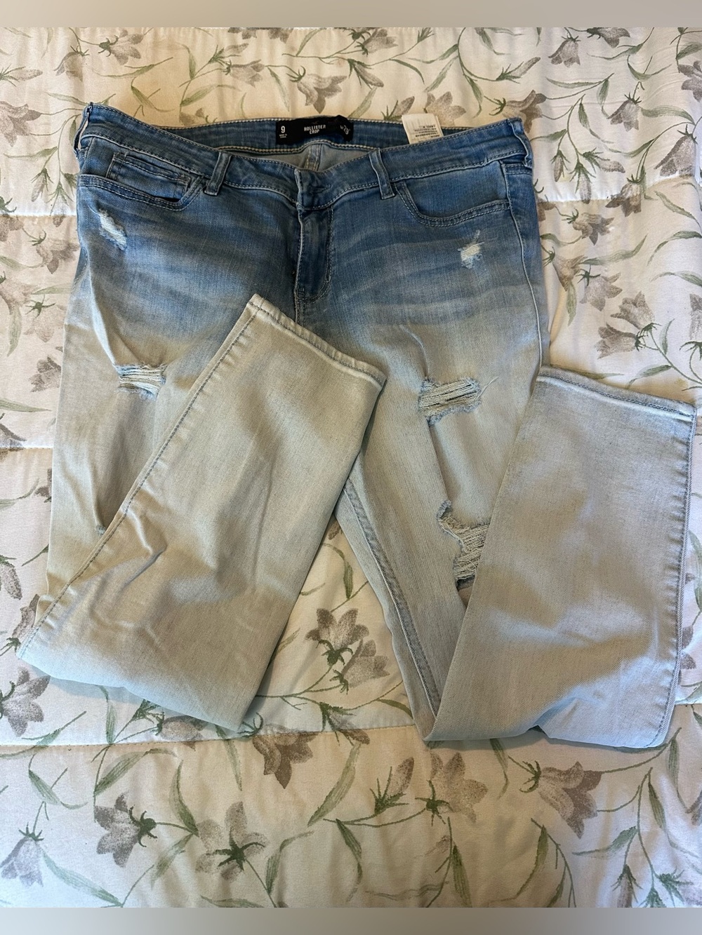 Hollister Light Blue Distressed Crop Women's Jeans